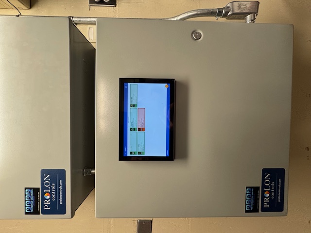 Prolon HVAC controls cabinet with integrated touchscreen display